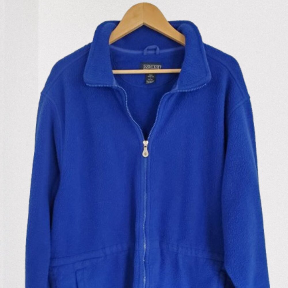 Lands' End Men's Polartec Fleece Full Zip Jacket Blue Size 42-44 L (RN 62830)